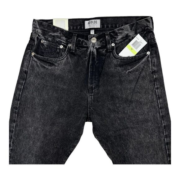 New Agolde Men Black Jeans US 30 Tapered Slim Casual Washed Cotton Denim $228 - Picture 8 of 14